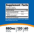 Nutricost Quercetin with Bromelain, 880mg Quercetin, 120 Capsules, 60 Serv | 880mg Quercetin + 165mg Bromelain Per Serving, 2 Capsules Per Serving, Vegetarian, GMO-Free & Gluten-Free