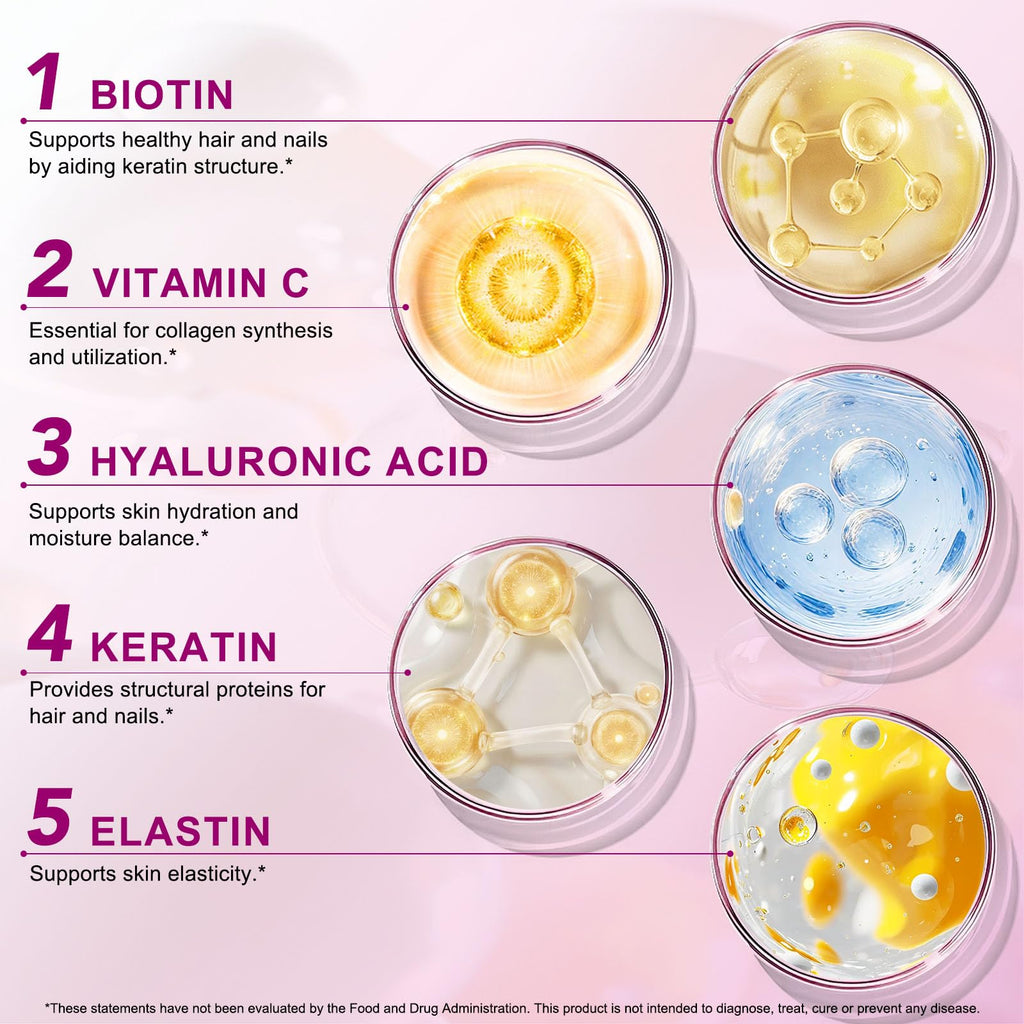 Multi Collagen Peptides Powder,Type I, II, III, V, X,with Biotin,Vitamin C,Hyaluronic Acid,Supports Healthy Joint, Hair, Skin & Nail Support,Grass-Fed, Non-GMO,16oz