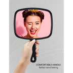 OMIRO 9.3" L x 6.6" W Hand Mirror, All Black Handheld Mirror with Handle | Salon Mirror Hand Held, Hangable, Travel Mirror for Men Women, Distortion-Free Reflection, for Shaving and Makeup