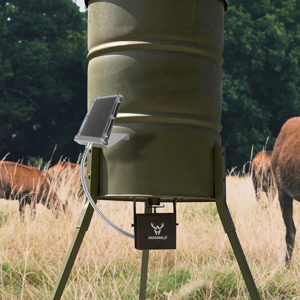 Highwild 6V Solar Panel Charger for Deer Feeder Battery, Waterproof Game Feeder Battery Maintainer with Alligator Clips and Mounting Bracket
