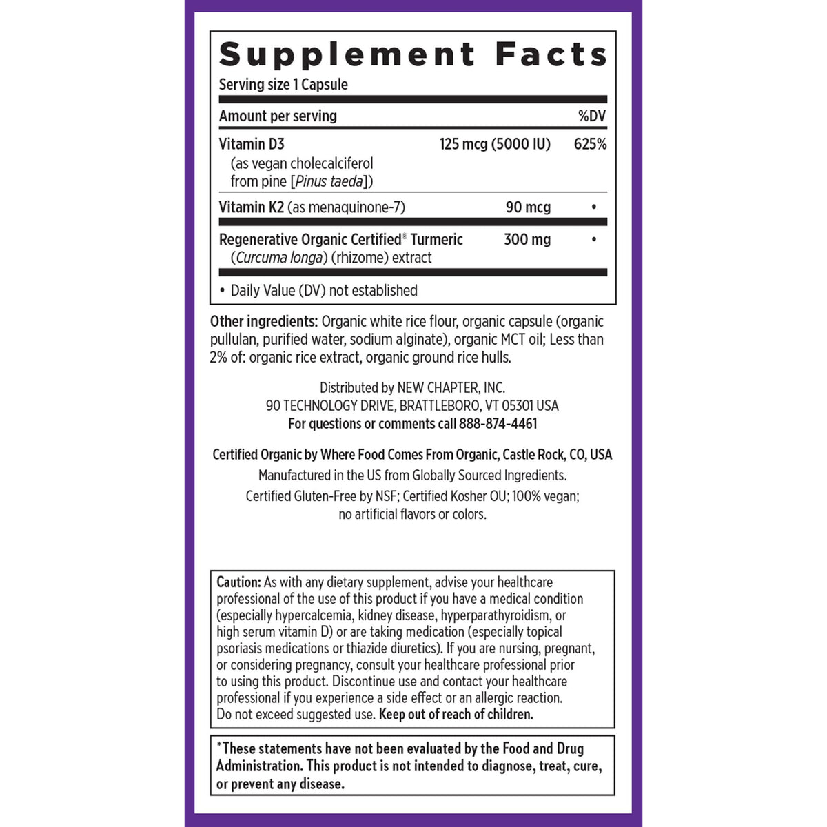 New Chapter Vitamin D3 5000 IU and Vitamin K2 Supplement, 30 Count