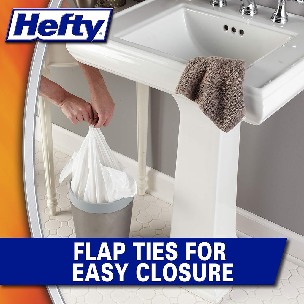 Hefty Small Trash Bags, Flap Tie, Lavender & Sweet Vanilla Scent, 4 Gallon, 26 Count