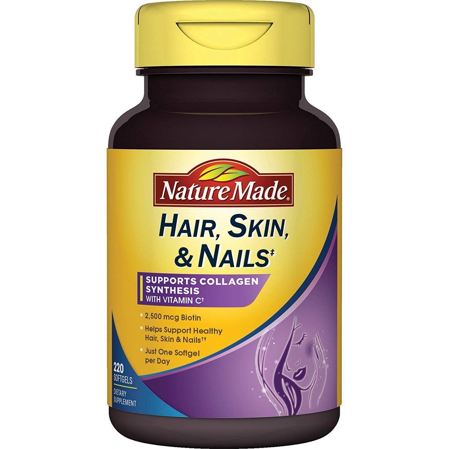 Nature Made Hair Skin and Nails with Biotin 2500 mcg, 120 Softgels | Dietary Supplement For Healthy Hair Skin and Nails Support, Vitamin C and Vitamin A Help Support Healthy Skin, 120 Day Supply