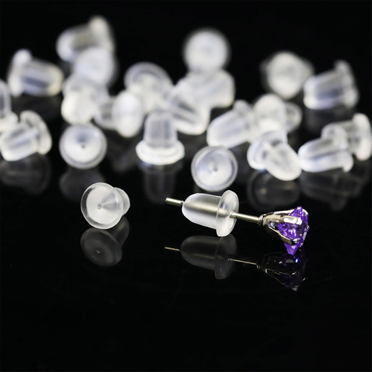 Silicone Earring Backs, 200 Pieces Clear Hypoallergenic Stoppers for Stud, Post, Hoop, Fishhook Earrings