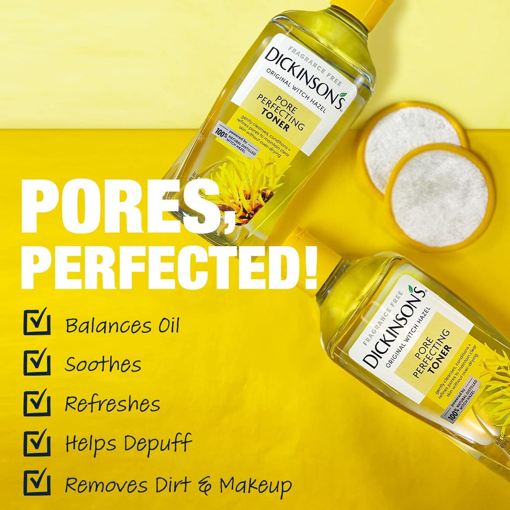 Dickinson's Witch Hazel Pore Perfecting Toner | 16 Fl Oz | 100% Natural Distilled Witch Hazel; America's #1 Toner; Refines Pores, Removes Impurities & Oil