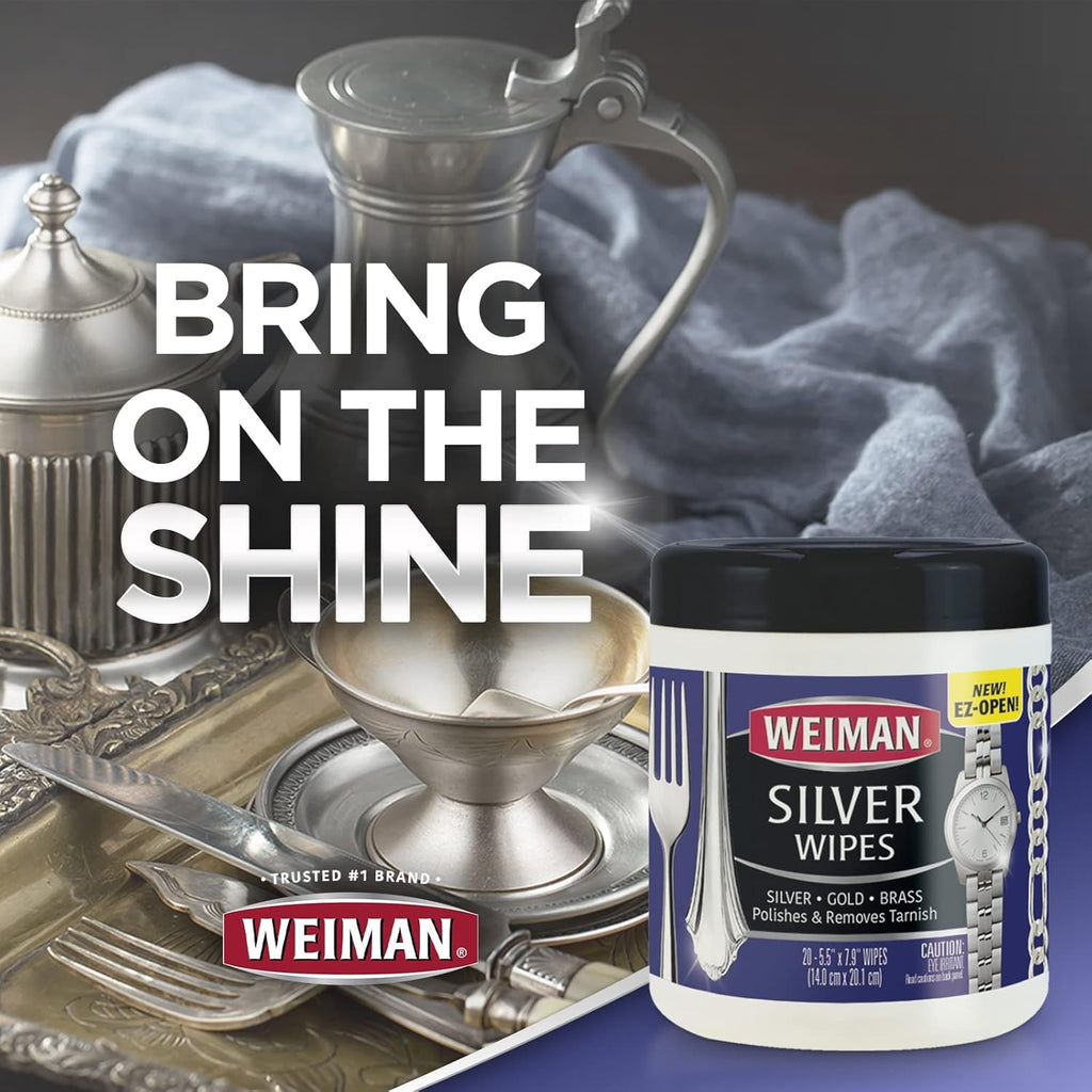 Buy now Weiman Jewelry Polish Cleaner, Tarnish Remover Wipes - 20 Count - Use on Silver Jewelry Antique Silver Gold Brass Copper and Aluminum at indiglob india
