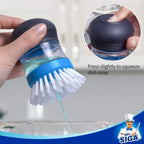 MR.SIGA Soap Dispensing Palm Brush Storage Set, 1 Pack, Navy/Blue