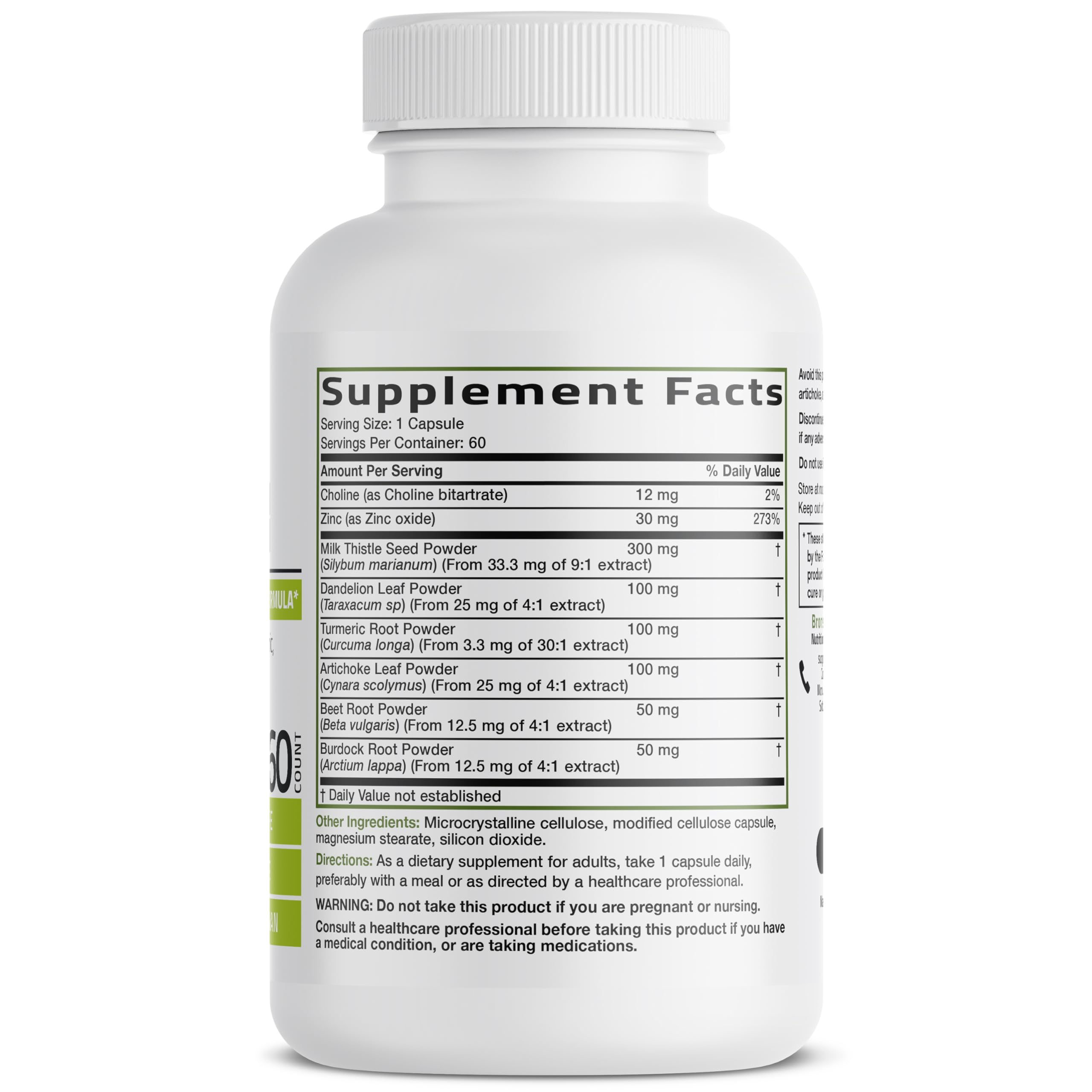 Bronson Liver Detox Advanced Detox & Cleansing Formula 60 Capsules | Liver Health Support with Milk Thistle, Dandelion Extract, Turmeric, Artichoke Leaf & Beet Root, Non-GMO, Soy-Free
