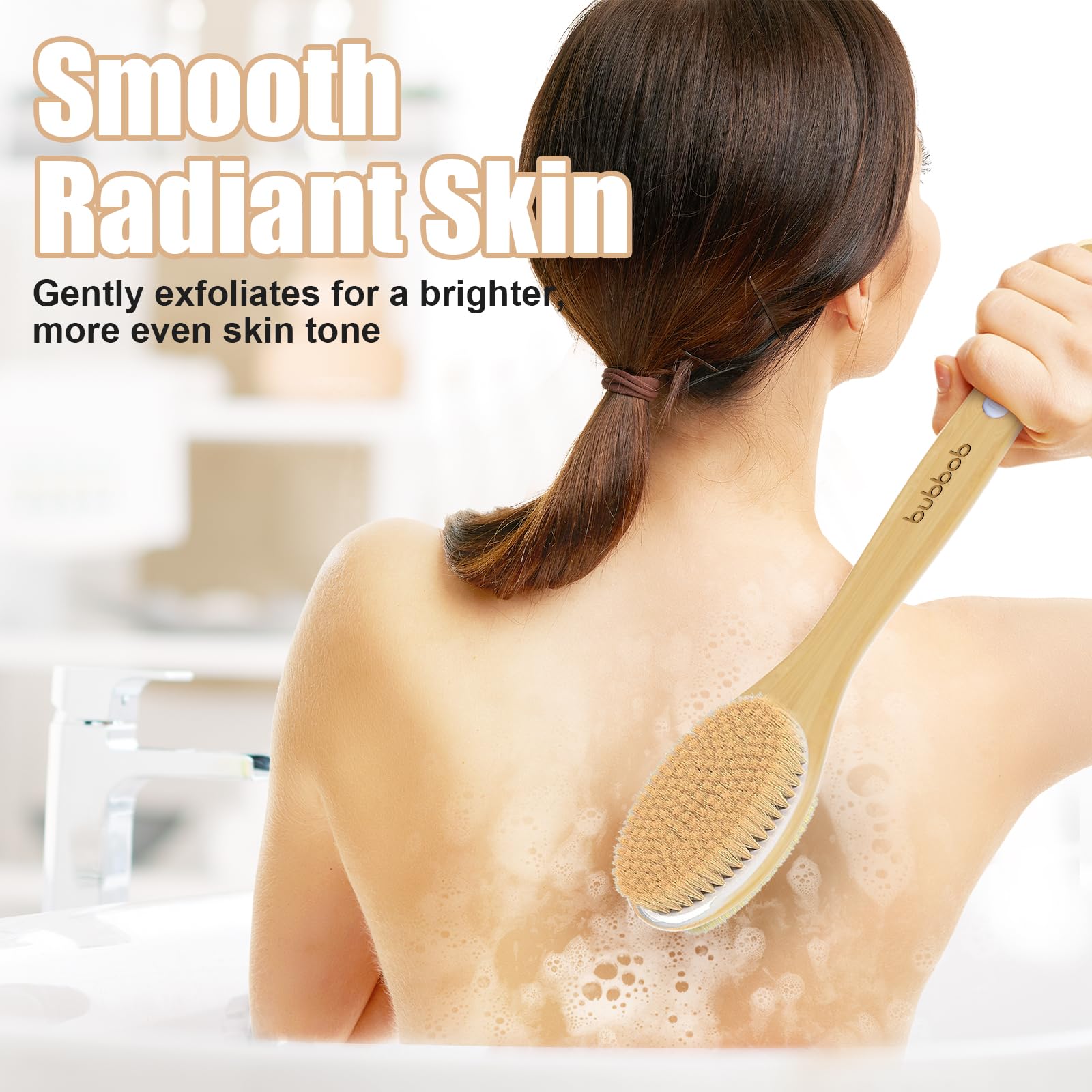 Back Scrubber for Shower,Bath Brush with Long Handle,Men and Women (Blue) | Bath Brush Body Exfoliator for Wet or Dry Brushing