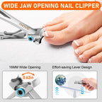 Toe Nail Clippers for Men, Toenail Clippers for Thick Nails for Seniors, German Ultra Sharp Stainless Steel Fingernail Clipper with Catcher, Heavy Duty Ingrown Nail Cutter Long Handle with Wide Jaw