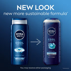 Buy now NIVEA MEN Cool Body Wash, Icy Menthol and Yuzu Scent, 3-in-1 Men's Body Wash, Face and Hair, Paraben Free, pH-Skin Friendly, 16.9 Fl Oz Bottle, Pack of 3 at indiglob india
