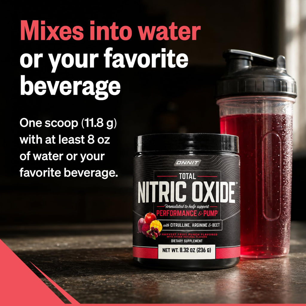 ONNIT Total Nitric Oxide Pre-Workout Powder, Harvest Fruit Punch, 20 SRV