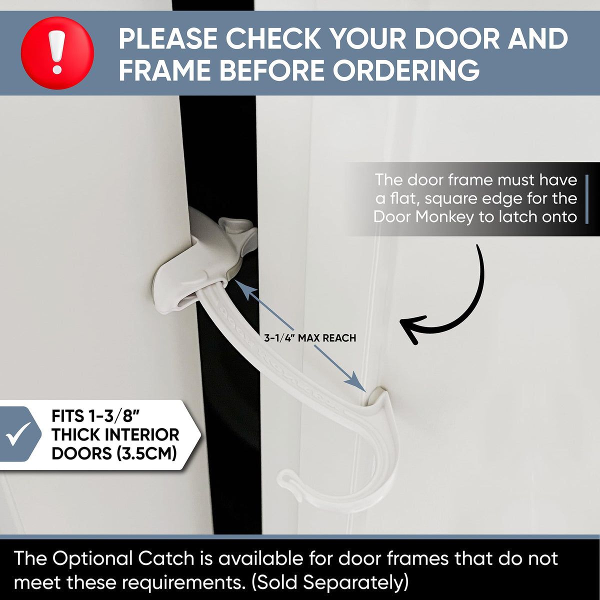 DOOR MONKEY Child Proof Door Lock & Pinch Guard - For Door Knobs & Lever Handles - Easy to Install - No Tools or Tape Required - Baby Safety Door Lock For Kids - Very Portable - Great for Dogs & Cats