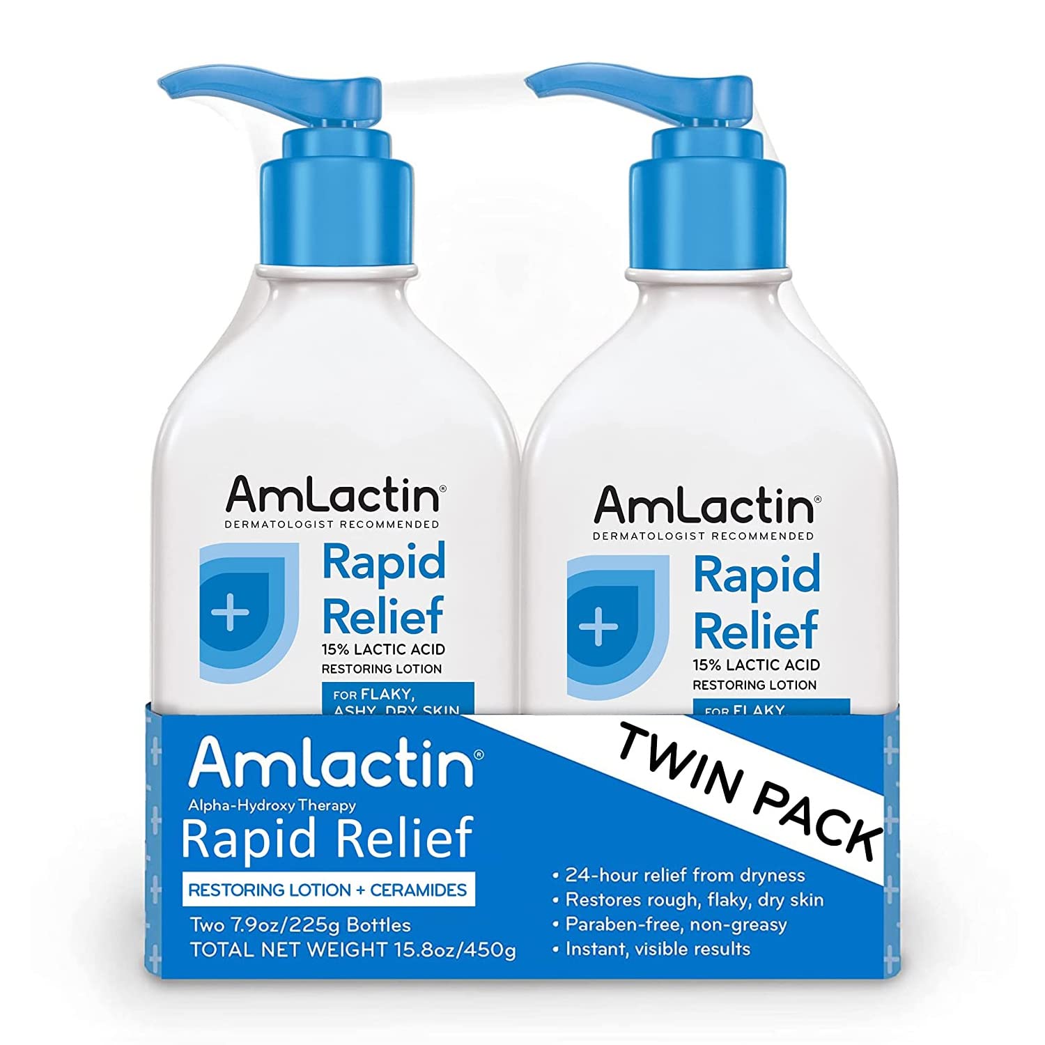 Buy now AmLactin Intensive Healing Body Lotion for Dry Skin, 14.1 oz Pump Bottle, 2-in-1 Exfoliator & Moisturizer with Ceramides & 15% Lactic Acid for Relief from Dry Skin (Packaging May Vary) 7.9 Fl Oz (Pack of 2) Lotion at indiglob india