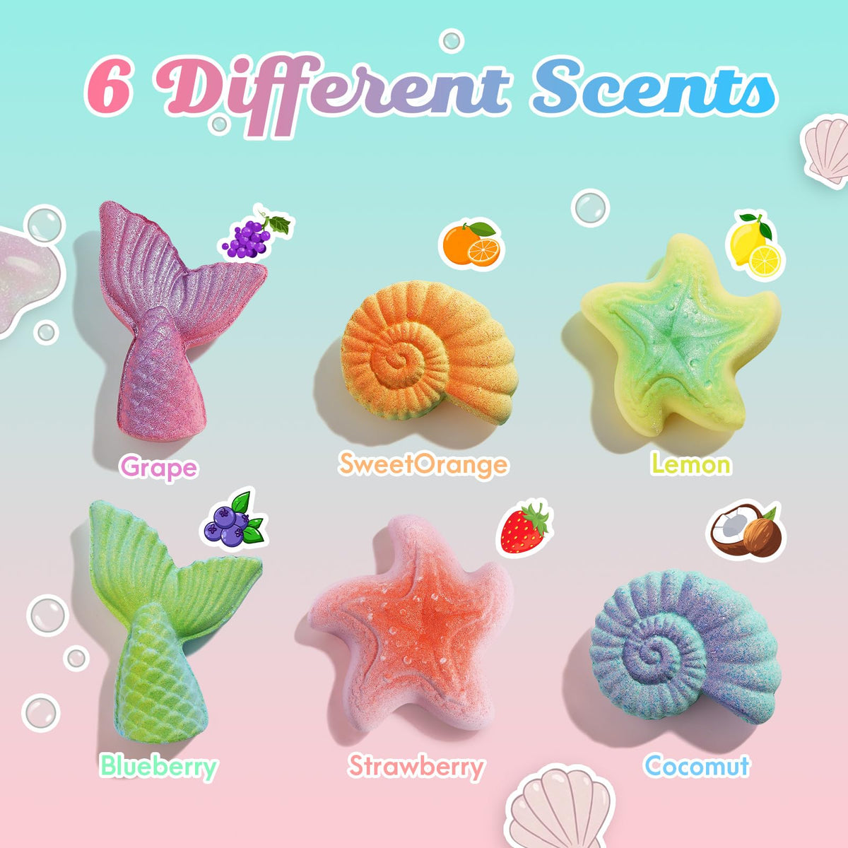 Mermaid Bath Bombs for Kids with Toys Inside, Gifts for 4-8 Year Old Girl