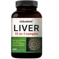 Liver 15-in-1 Complex, 240 Veggie Capsules | Herbal & Mineral Blend - Milk Thistle, Dandelion Root, Artichoke, Black Currant Oil, Turmeric, Chicory, Zinc, Choline, & More | Non-GMO