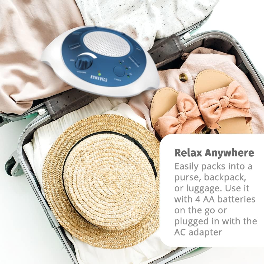 Buy now Homedics SoundSleep White Noise Sound Machine, Blue, Small Travel Sound Machine with 6 Relaxing Nature Sounds, Portable Sound Therapy for Home, Office, Nursery, Auto-Off Timer, By Homedics at indiglob india