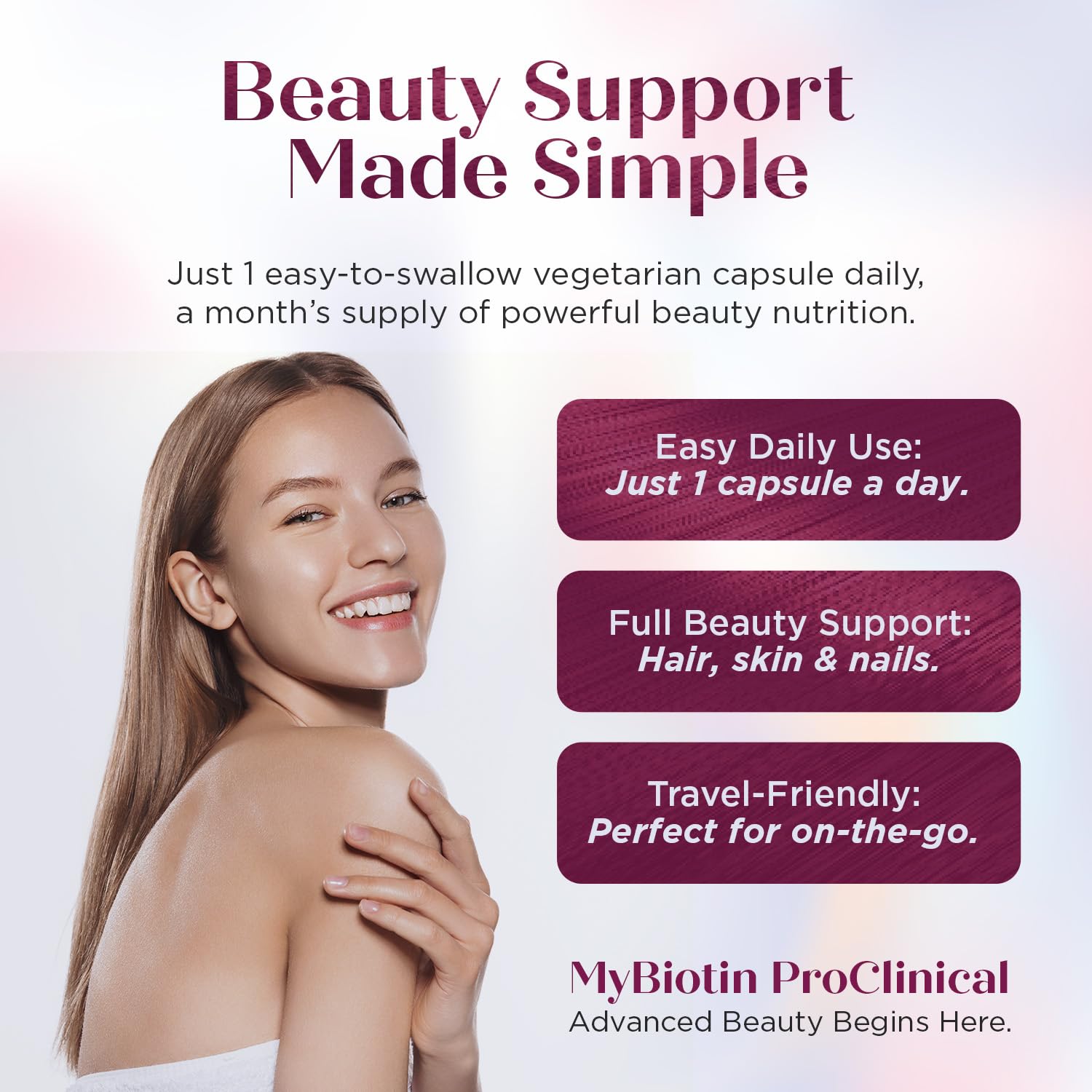 Purity Products MyBiotin ProClinical - Biotin - Thicker Hair in 3 Weeks | Fights Wrinkles, MB40X Patented Biotin Vitamin B7 Matrix w/Astaxanthin - 40X More Soluble vs Ordinary Biotin, 90 Veg Capsules