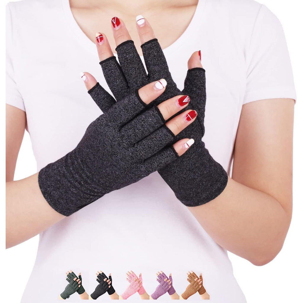Buy now DISUPPO Arthritis Compression Gloves Relieve Pain from Rheumatoid, RSI,Carpal Tunnel, Hand Gloves Fingerless for Computer Typing and Dailywork, Support for Hands and Joints (L, Black) at indiglob india