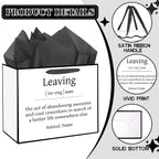 Funny Going Away Gift Bag Black White Farewell Goodbye Christmas Gift Bag with Wrapping Paper Card Sticker Envelope for Coworkers Leaving Gifts Retirement Good Luck We Will Miss You Presents Favors