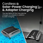 Betta SE Plus - Solar-Powered Robotic Pool Skimmer with 24/7 Continuous Cleaning Power, Dual Charging Options, Twin Salt Chlorine Tolerant Motors, and Shallow Water Safeguard
