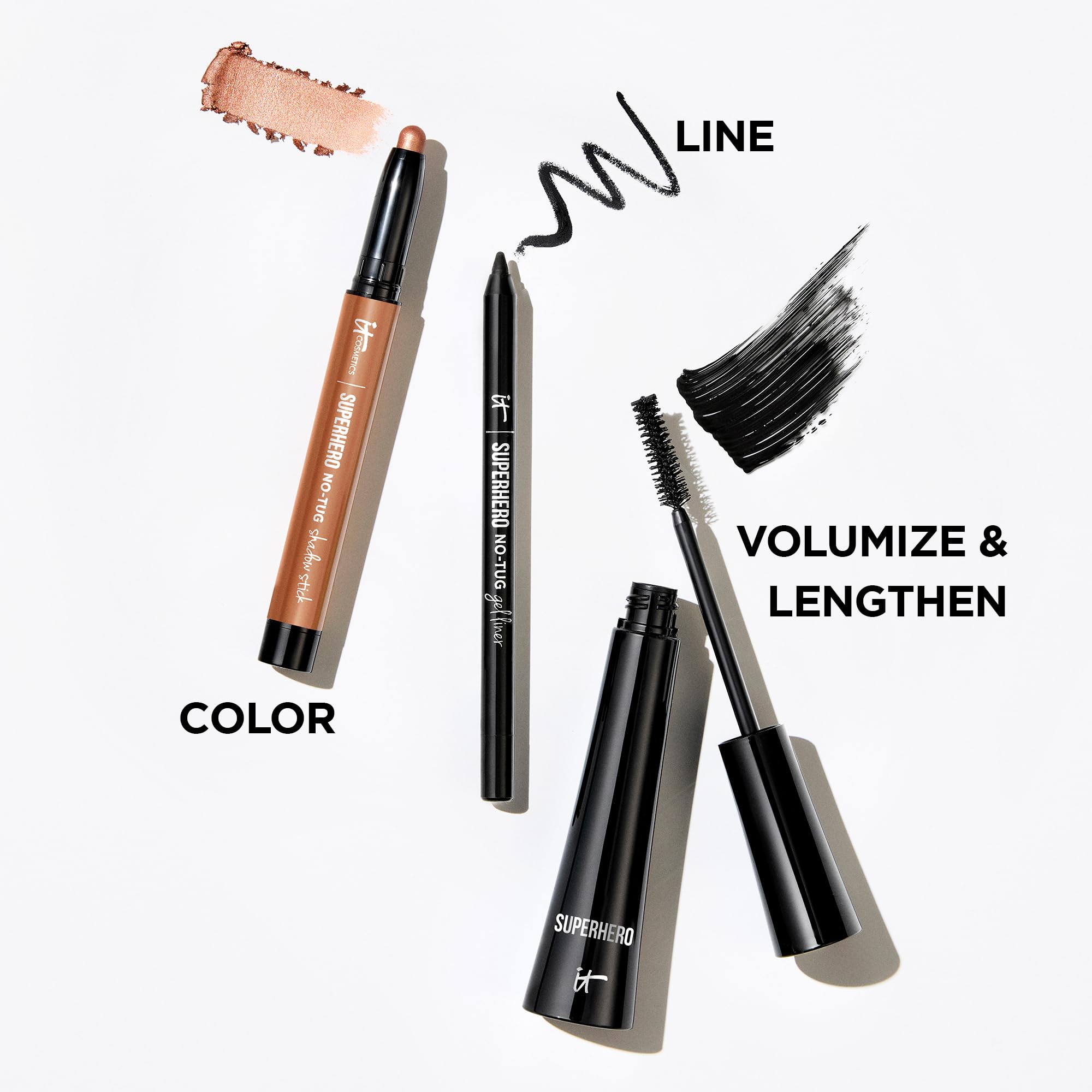 IT Cosmetics Superhero Elastic Stretch Volumizing + Lengthening Mascara | Lifting & Curling Mascara with Lash-Loving Biotin, Hydrolyzed Collagen + Peptides, Great for Sparse Short + Long Eyelashes
