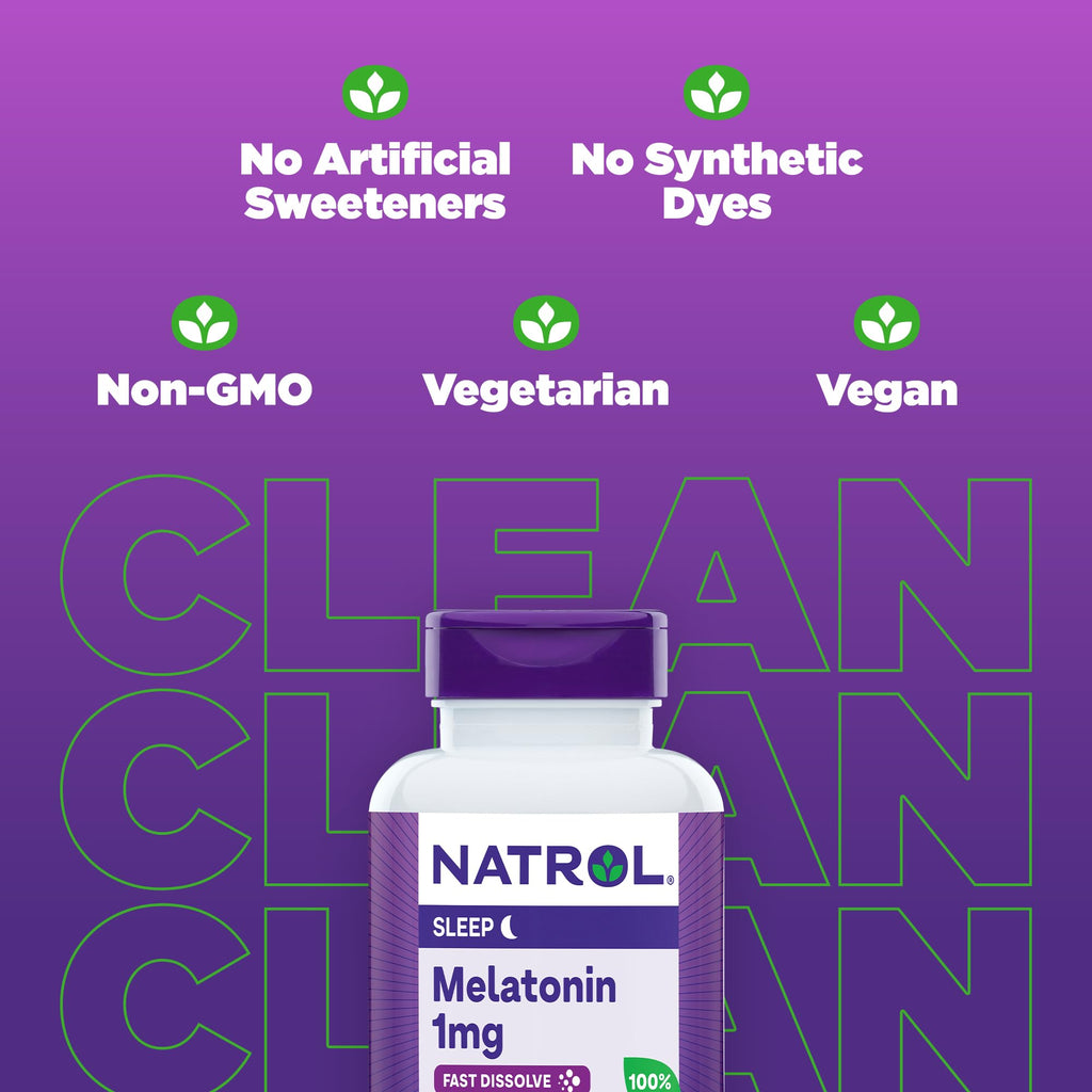 Natrol Melatonin 1 mg Fast Dissolve Tablets, Strawberry, 200 Count | Nighttime Sleep-Aid for Adults, 100% Drug-Free, Non-Habit Forming, For Occasional Sleeplessness, Supports Circadian Rhythm