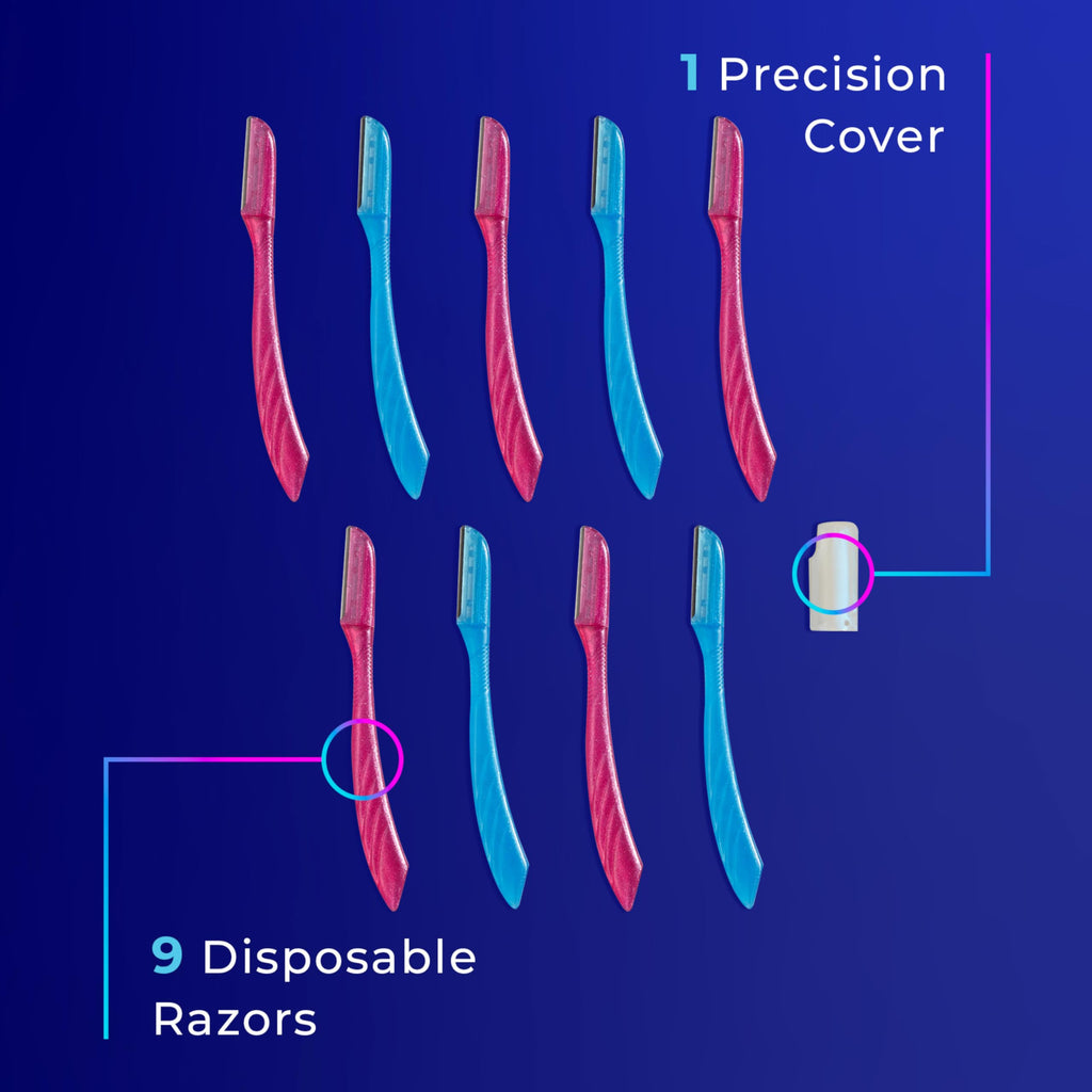 Schick Hydro Silk Touch-Up Dermaplane Razor with Precision Cover, 9ct | Dermaplaning Tool for Face, Facial Razor for Women, Eyebrow Razor, Peach Fuzz Remover