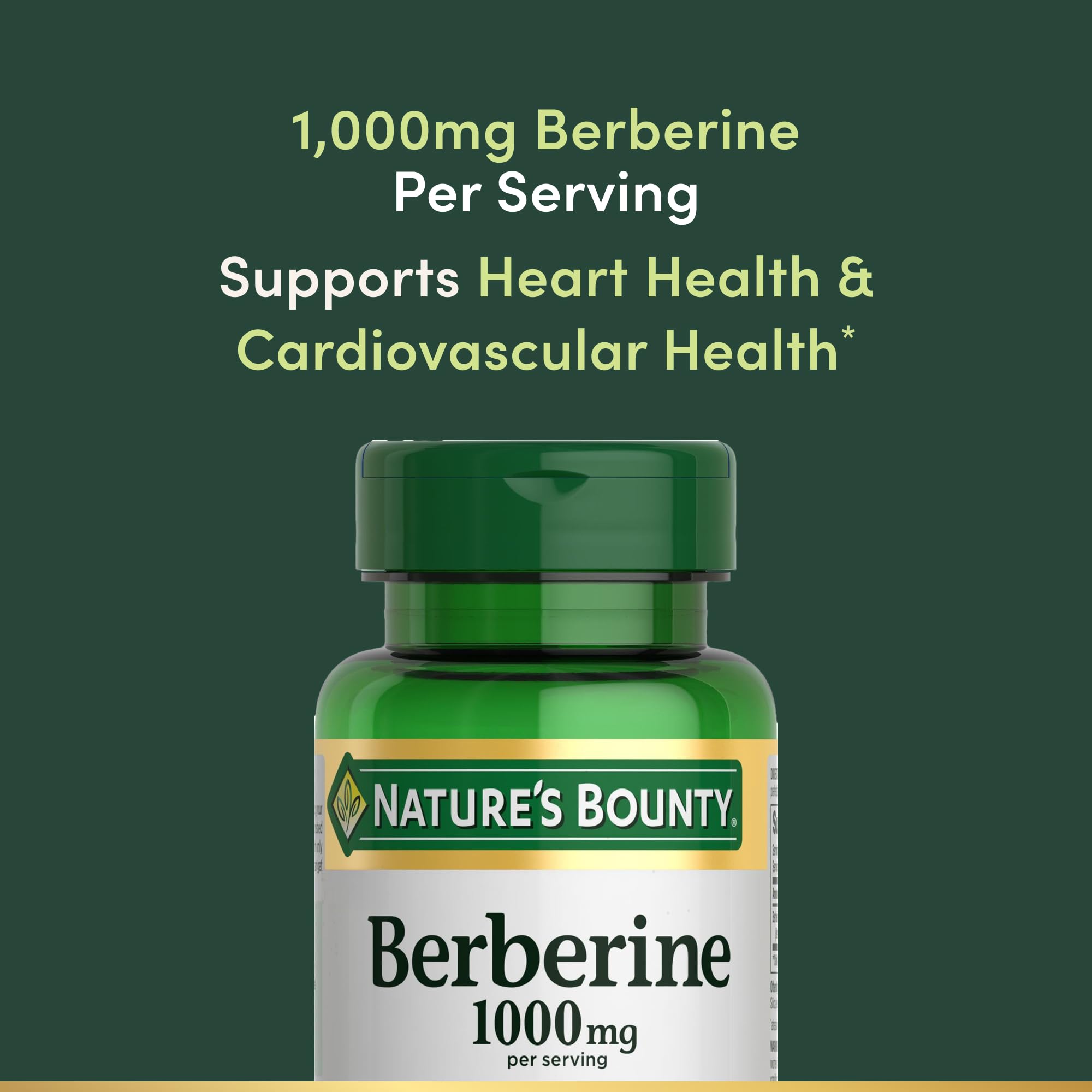 Nature's Bounty Berberine 1000mg Capsules, 60 Count