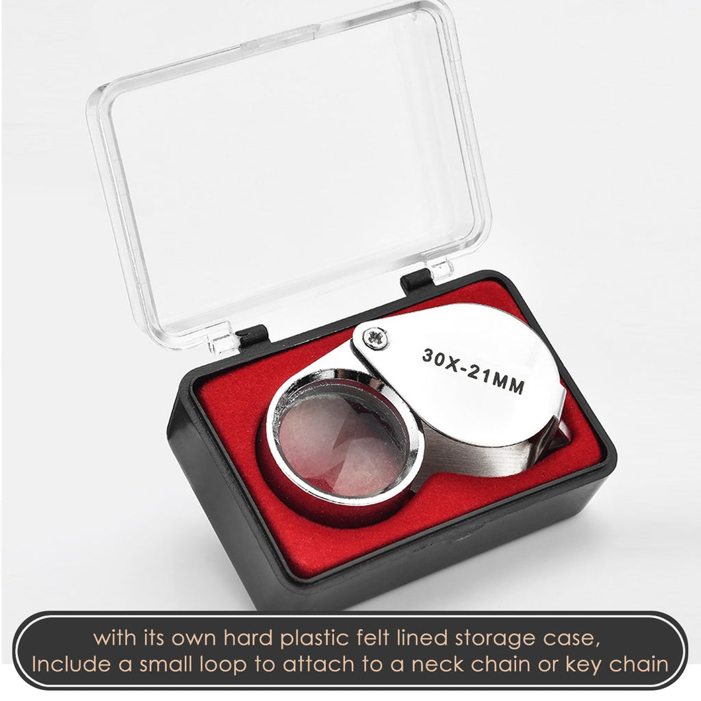 KINGMAS Foldable Jewelry Loupe 30x 21mm Jewelers Magnifying Glass