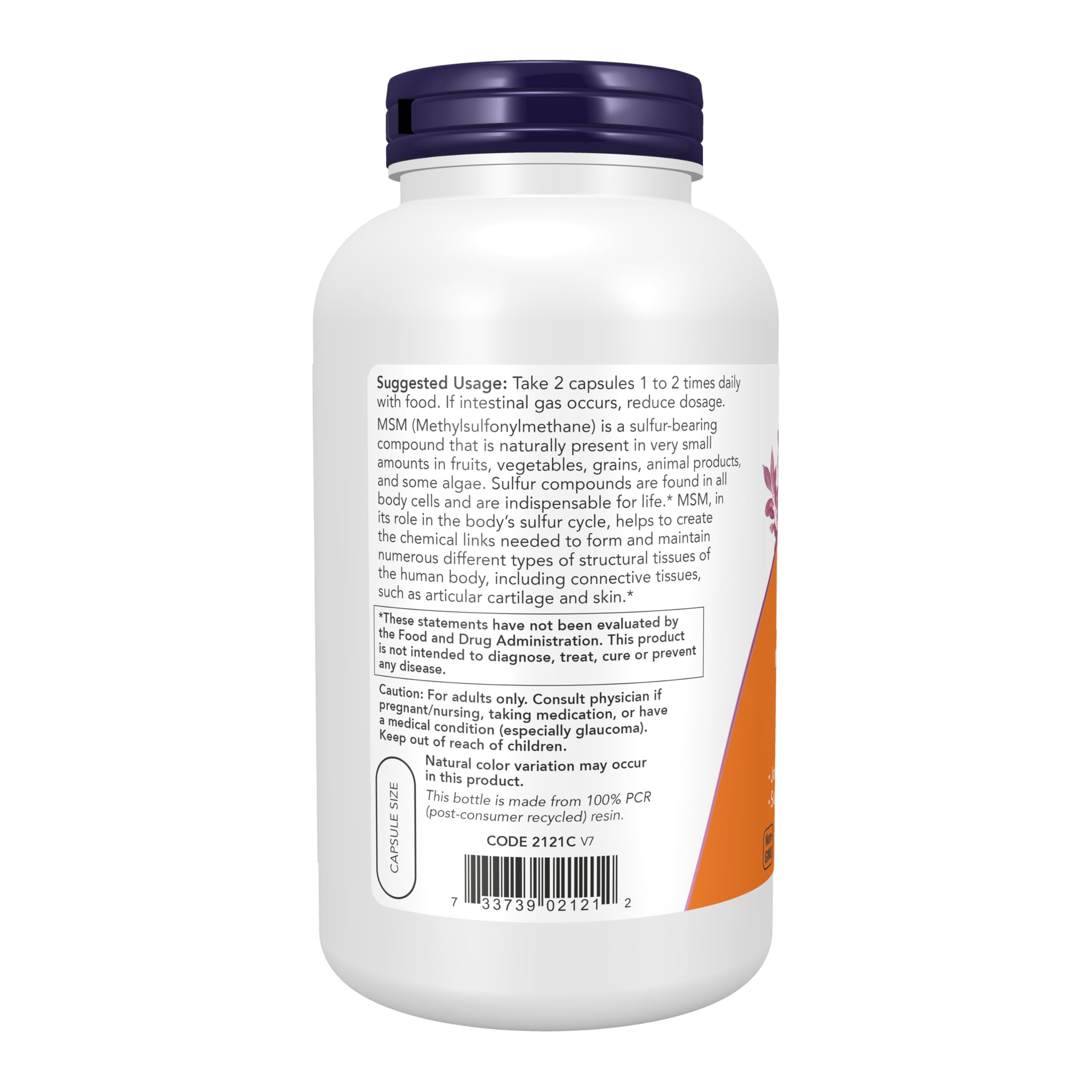 NOW Supplements, MSM (Methylsulfonylmethane) 1,000 mg, Joint Health*, 240 Veg Capsules