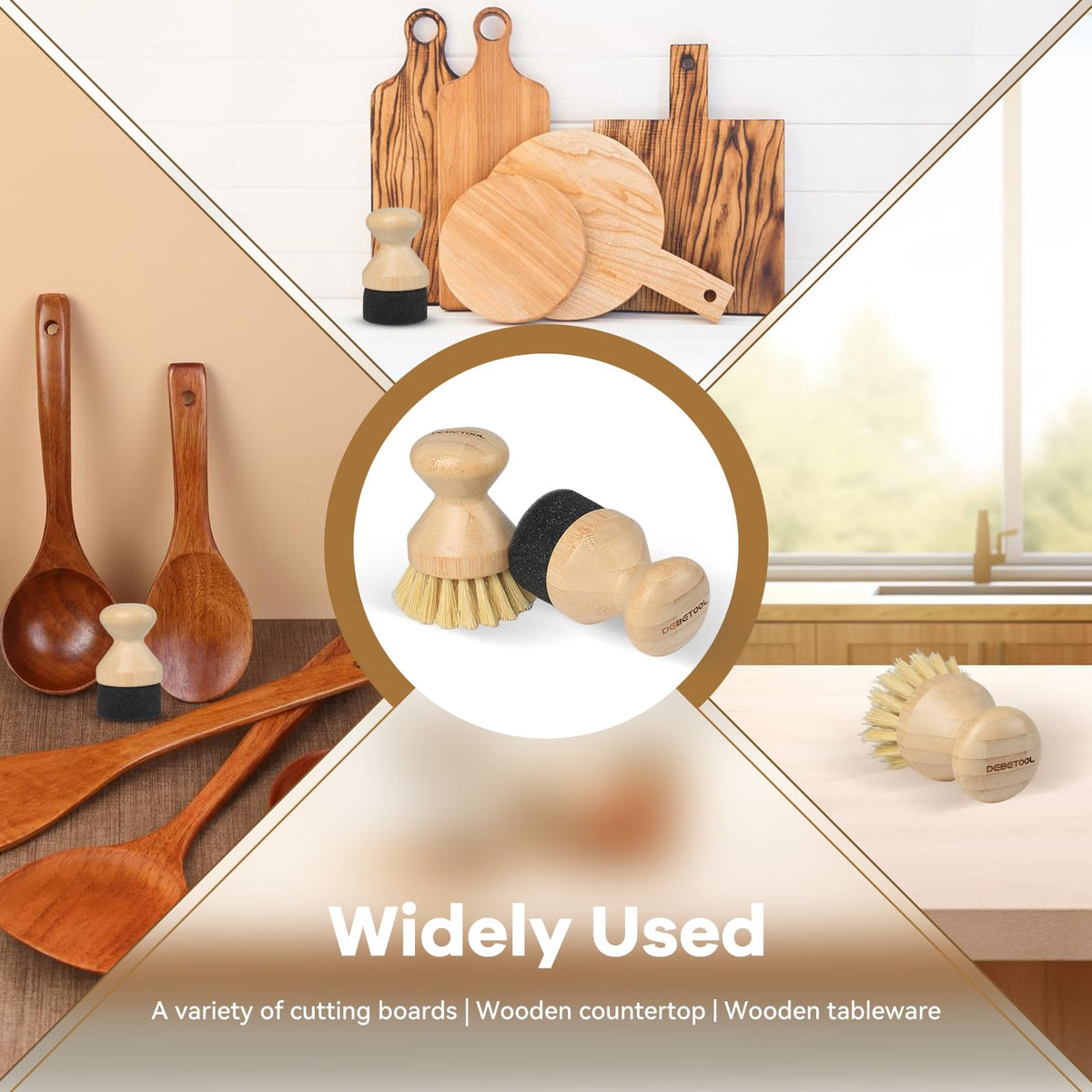 DEBETOOL Cutting Board Oil Applicator & Sisal Scrub Brush Set