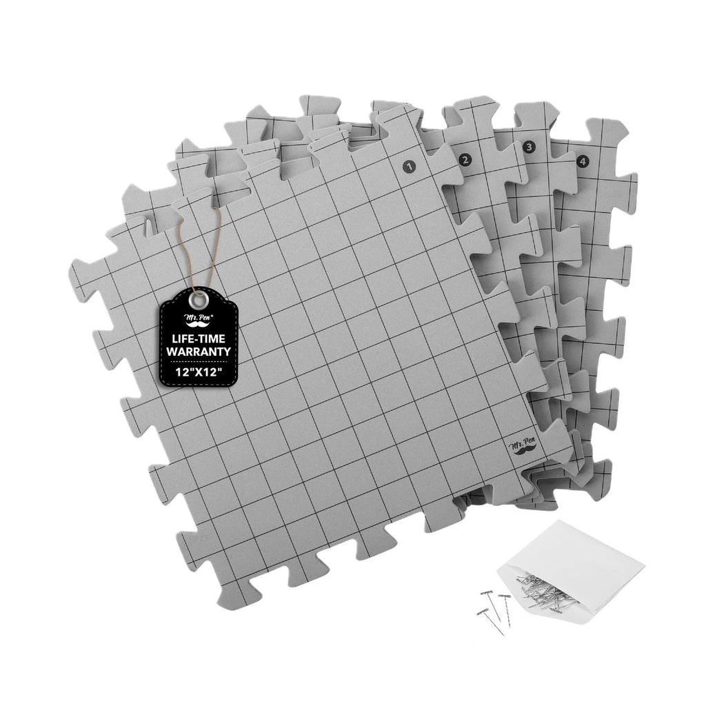 Mr. Pen- Interlocking Blocking Mats, 12” x 12”, 4 Pack with 50 T-Pins