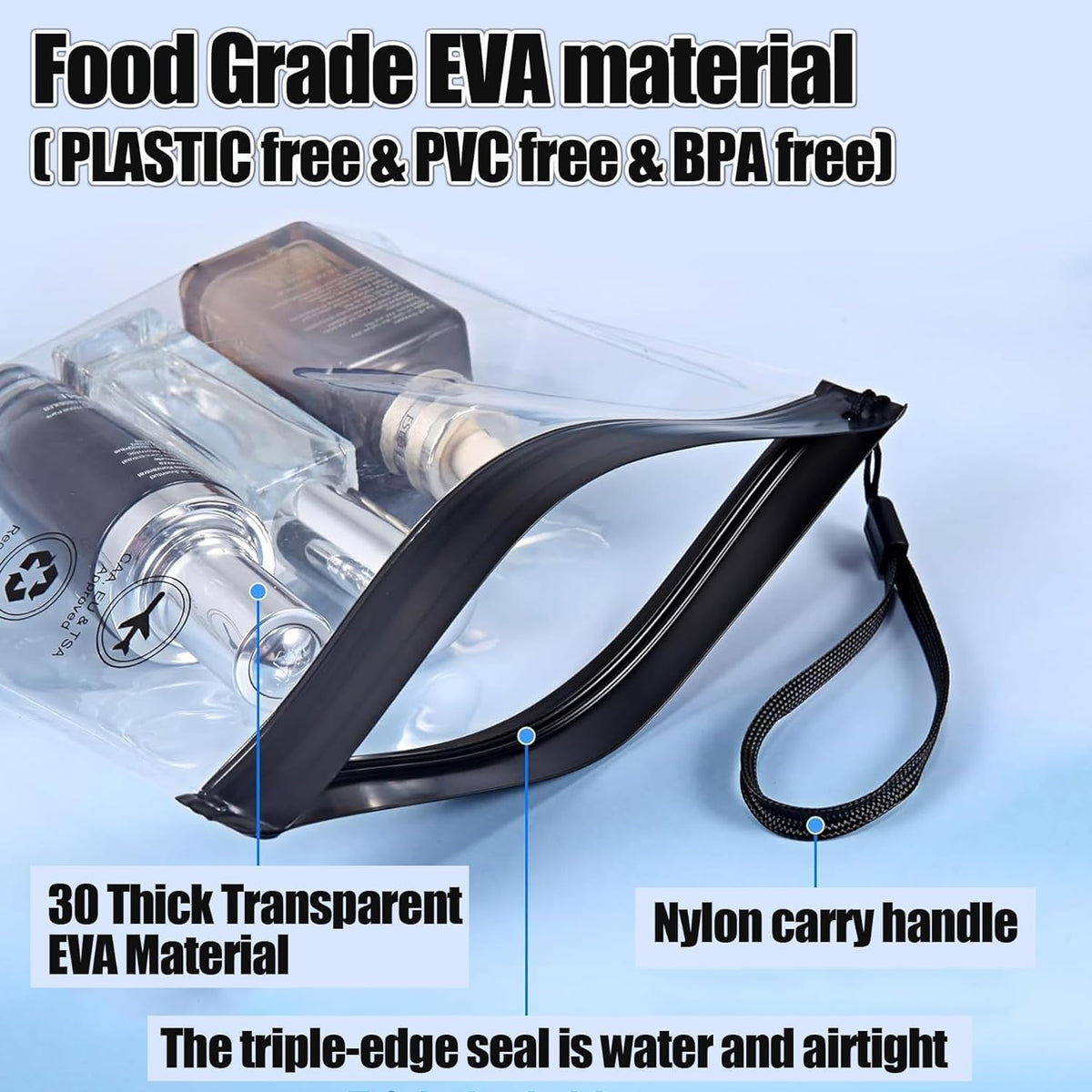 5Pcs TSA Approved Toiletry Bag-Quart Size Travel Bag for EU UK & US Carry-on Regulations Security, Quart Clear Toiletries, Cosmetic and 3-1-1 Liquids Toiletry Bag (Waterproof & Leakproof)