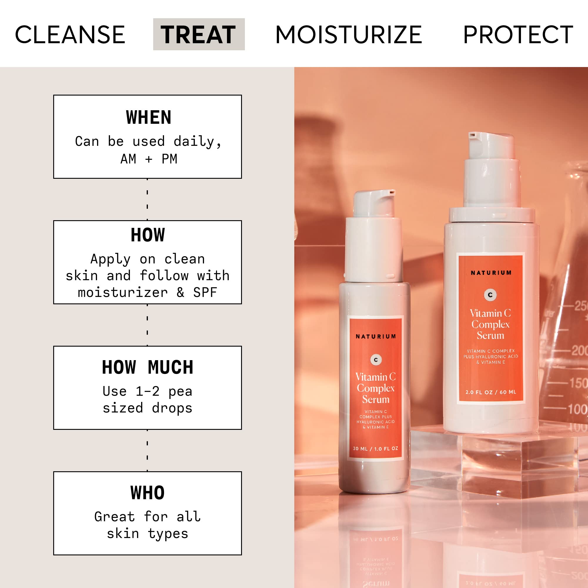 Naturium Vitamin C Complex Serum, Hyaluronic Acid & Vitamin E, 1 fl oz | Facial Treatment for Fine Lines & Wrinkles, Anti-Aging Formula for Hydration, Sensitive Skin, Travel Size, Face Serum