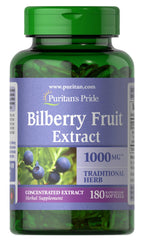 Puritan's Pride Premium Bilberry Fruit Extract 250mg, 180 Softgels