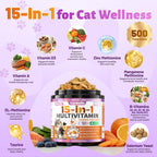 Carmelie Taurine for Cats Vitamins Treats, 15 in 1 Cat Multivitamin, 500 Ct