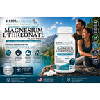 Kappa Nutrition Powered by Magbrain™ Magnesium L-Threonate Plant-Based, 420mg Elemental Magnesium (3 Capsules) from 2,253mg, 120 Vegan Capsules, Brain, Sleep & Muscle Support.