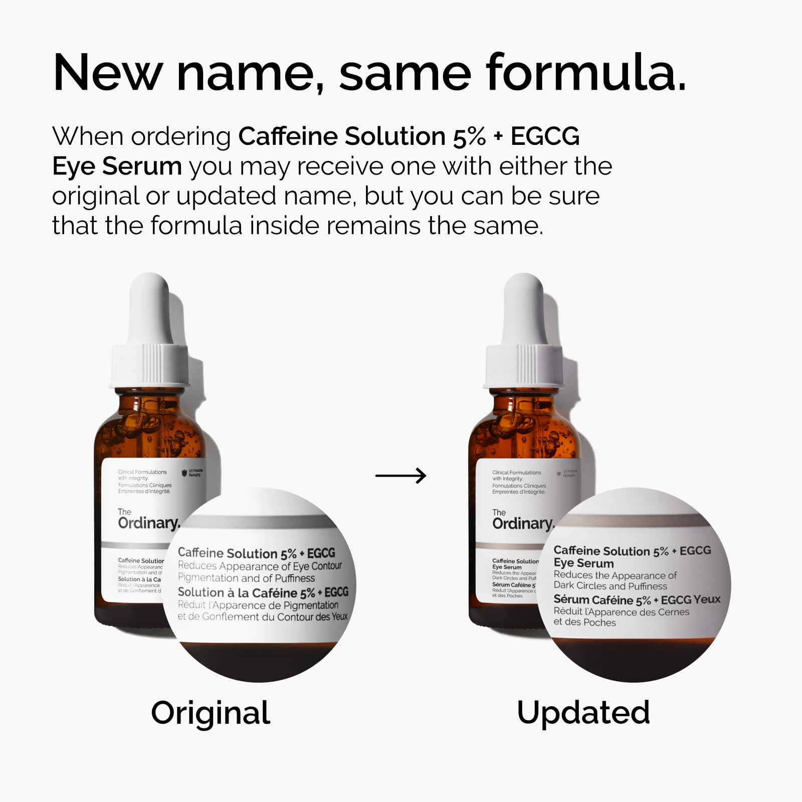The Ordinary Caffeine Solution 5% + EGCG Eye Serum, Depuffing Eye Serum for Dark Circles and Tired Eyes