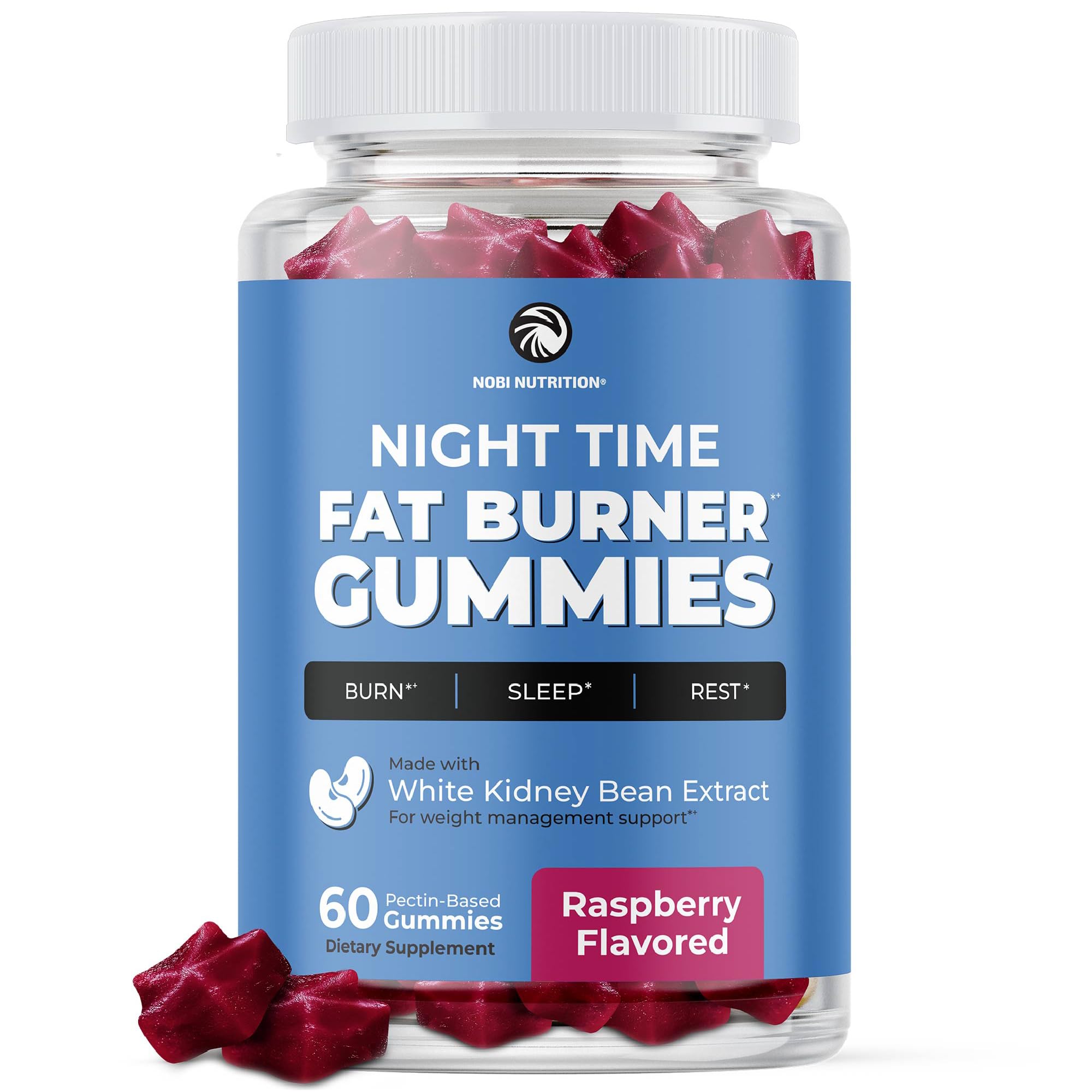 Night Time Fat Burner Gummies, Sleep Support and Weight Loss Supplement | Slimming Hunger Suppressant & Metabolism Booster, Shred Belly Fat While You Sleep, 60 Nighttime Diet Gummies for Women & Men