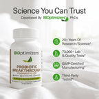 BIOptimizers Probiotic Breakthrough – Lactobacillus Plantarum OM Probiotics & Prebiotics Health Supplement for Gut, Digestive & Immune Support Probiotics for Women Men Elderly– 60 Vegan Capsules