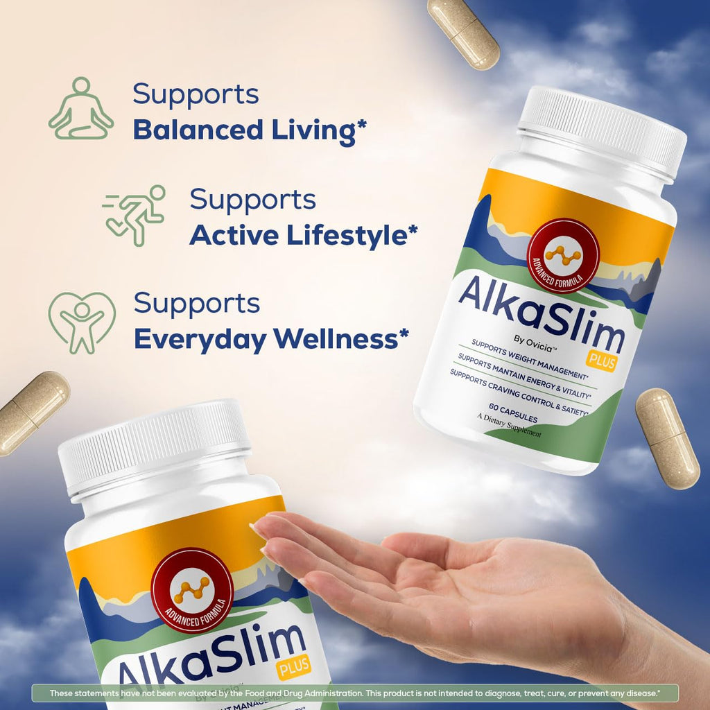 Alka Slim Plus Capsules - Official AlkaSlim Plus Advanced Formula with All Natural Ingredients, Premium Pills Maximum Strength for Wellness & Overall Health Support, 60 Capsules for 1 Month