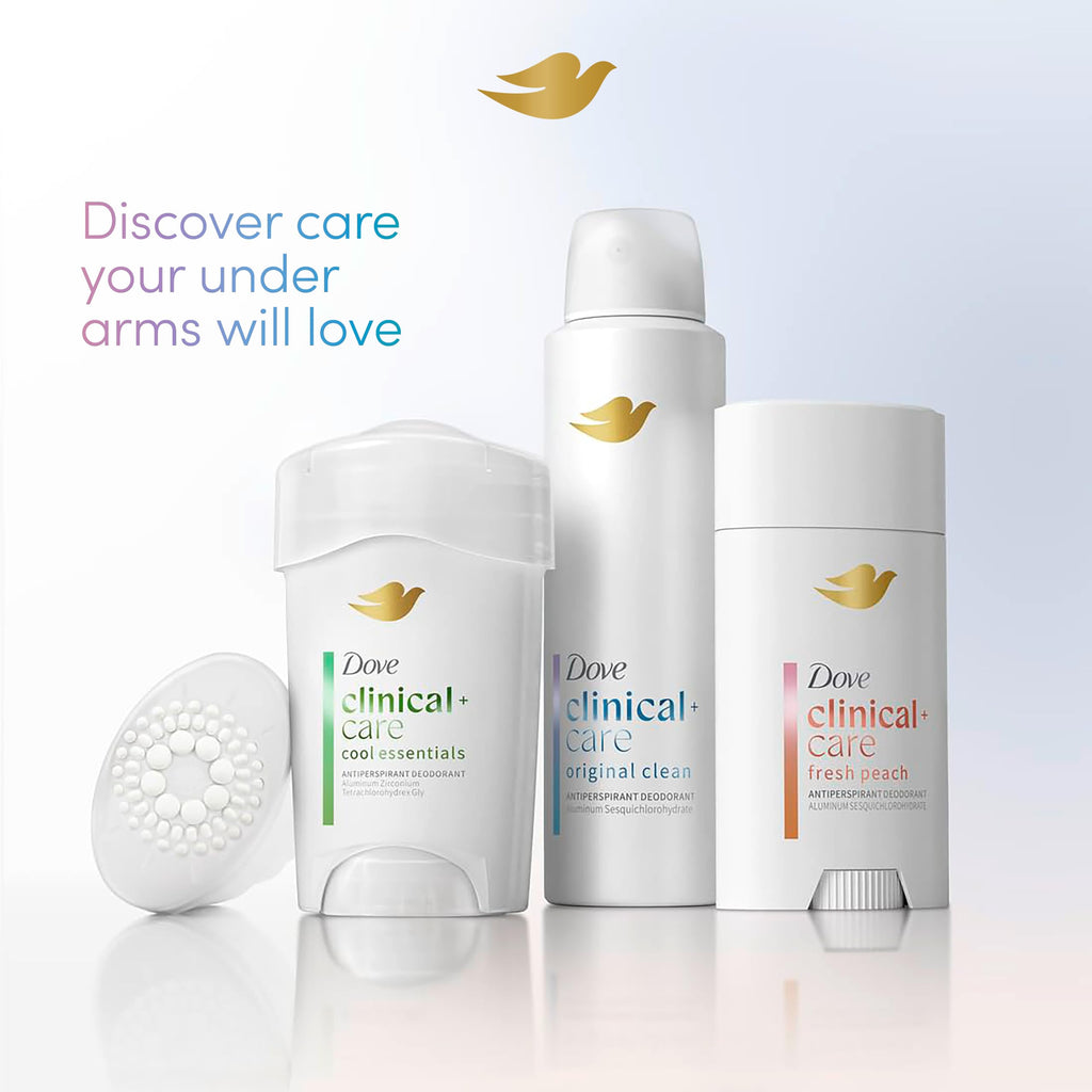 Dove Clinical + Care Antiperspirant Deodorant Stick, Original Clean, 2.6 oz | 96H Clinical Strength Sweat & Odor Protection, With Nourishing Serum, Original Clean with Fresh Scent