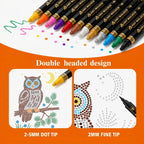 Dot by Letter Adult Coloring Book with 12 Markers, Dot Art for Adults Meditations, 40 Patterns, 11.2x8.3 in