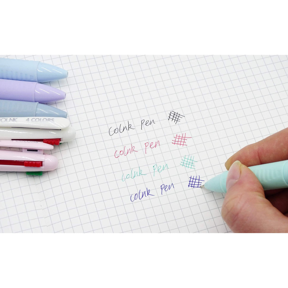 COLNK Multicolor Ballpoint Pen 0.5, 4-in-1 Colored Pens Fine Point,Ballpoint Gift Pens for Planner Journaling,Assorted Ink, 6-Count