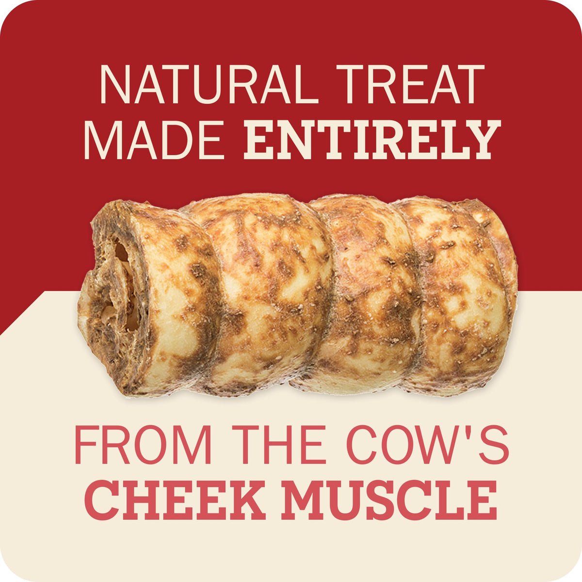 Redbarn Large Beef Cheek Rolls, Chicken & Carrot Flavor Dog Chew, 4 Pack