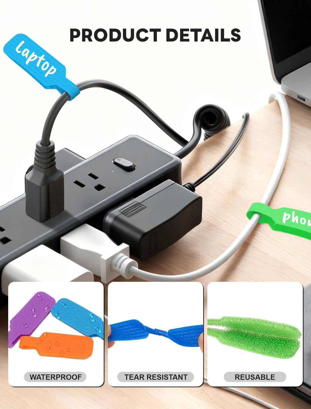40 Pcs Cable Labels with 2 Colors Fine Point Marker - Large Size