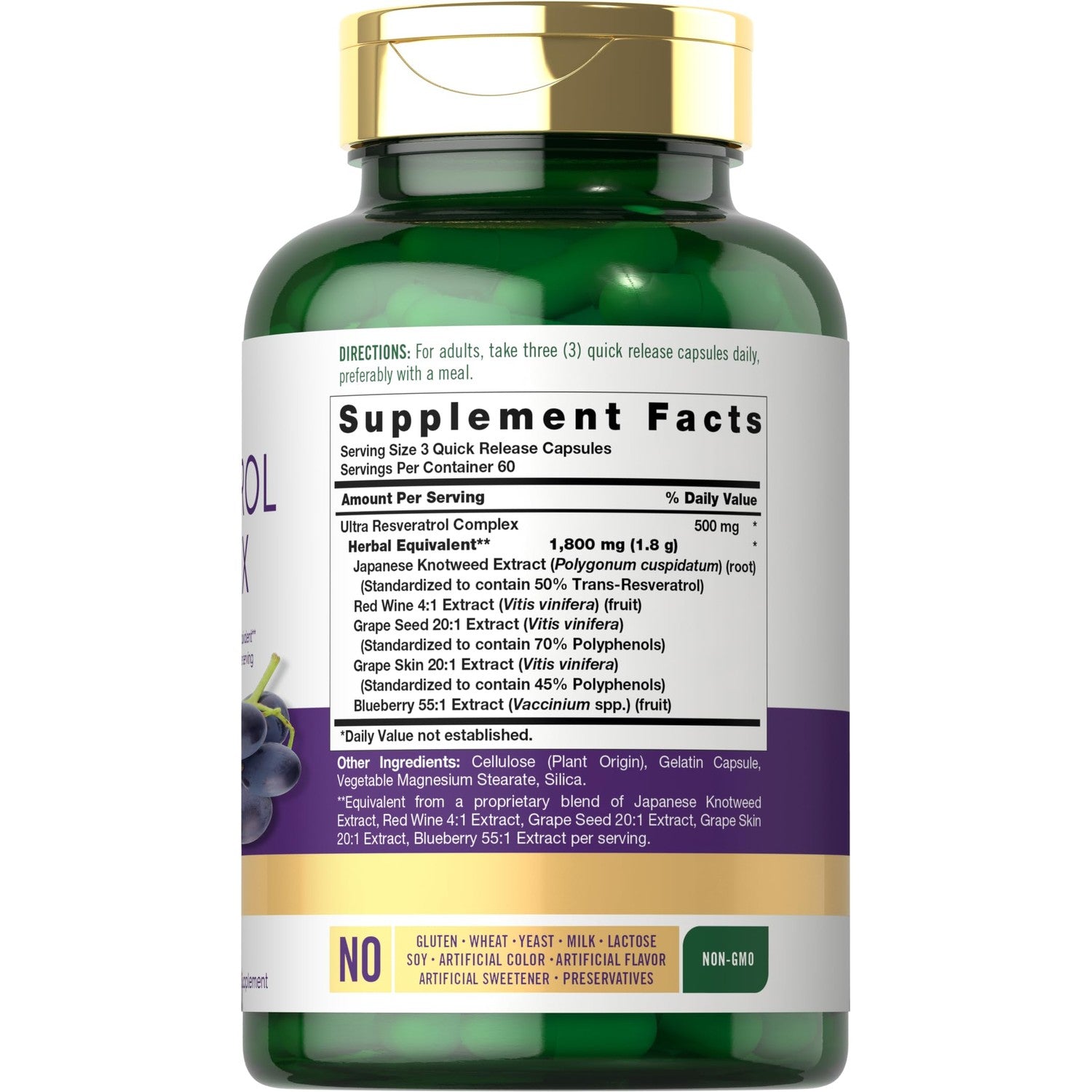 Carlyle Resveratrol Complex - 180 Capsules | Trans Resveratrol Supplement with Grape Seed Extract - Non GMO, Gluten Free