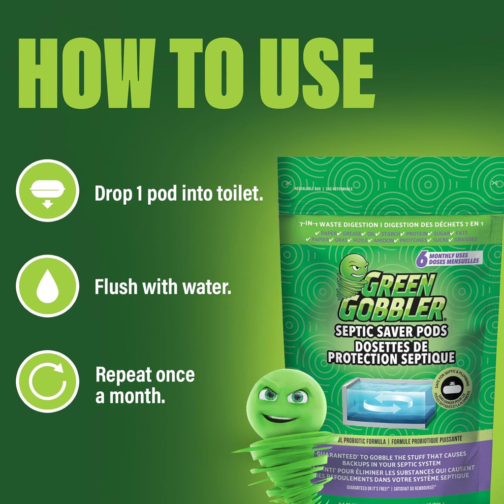 Buy now Green Gobbler Septic Tank Enzyme Treatment Packets, 6 Month Supply - Powerful & Natural Bacteria to Prevent Costly Septic Issues, Back-Ups at indiglob india