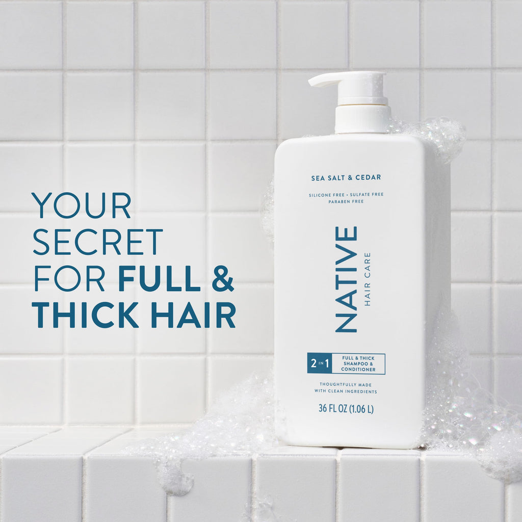 Native Full & Thick 2-in-1 Shampoo & Conditioner Sea Salt & Cedar 36 fl Oz.